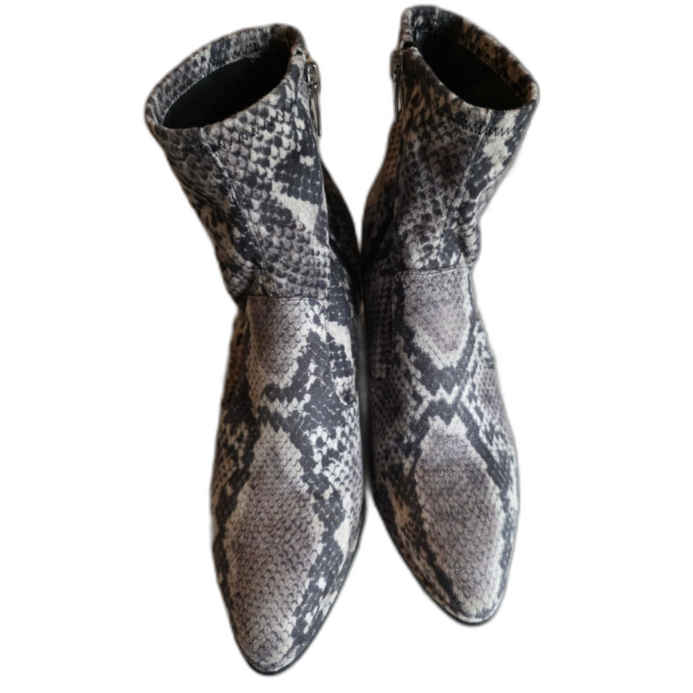 Marc Fisher LTD Yalor Snakeskin Sock Booties Block Heel Womens 8M Pointed Toe